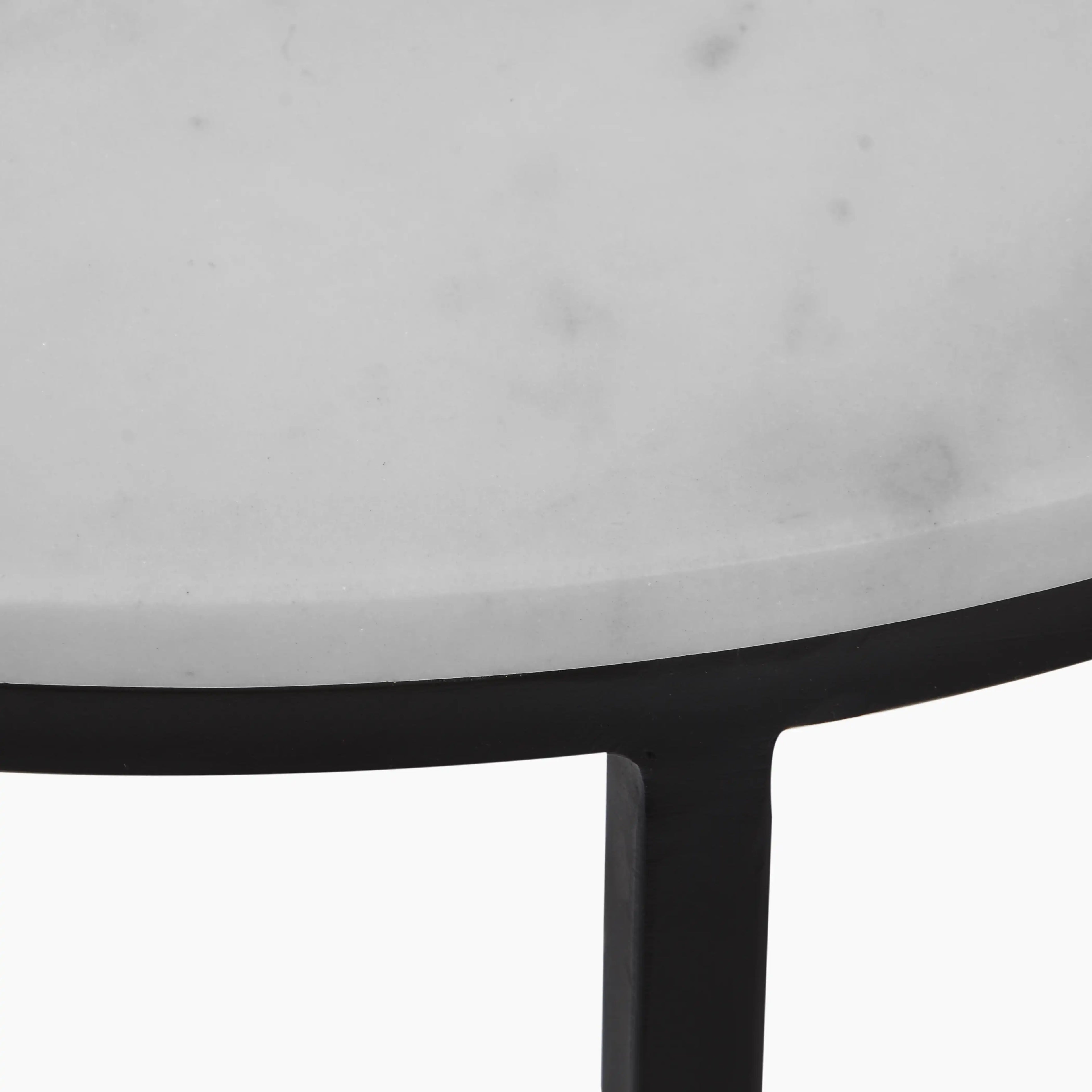 Madison Set of 3 Round Nesting Side Tables | Grey Marble & Black