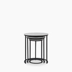 Madison Set of 3 Round Nesting Side Tables | Grey Marble & Black