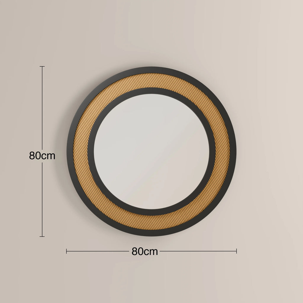 Brook Round Wall Mirror,  80 cm| Rattan