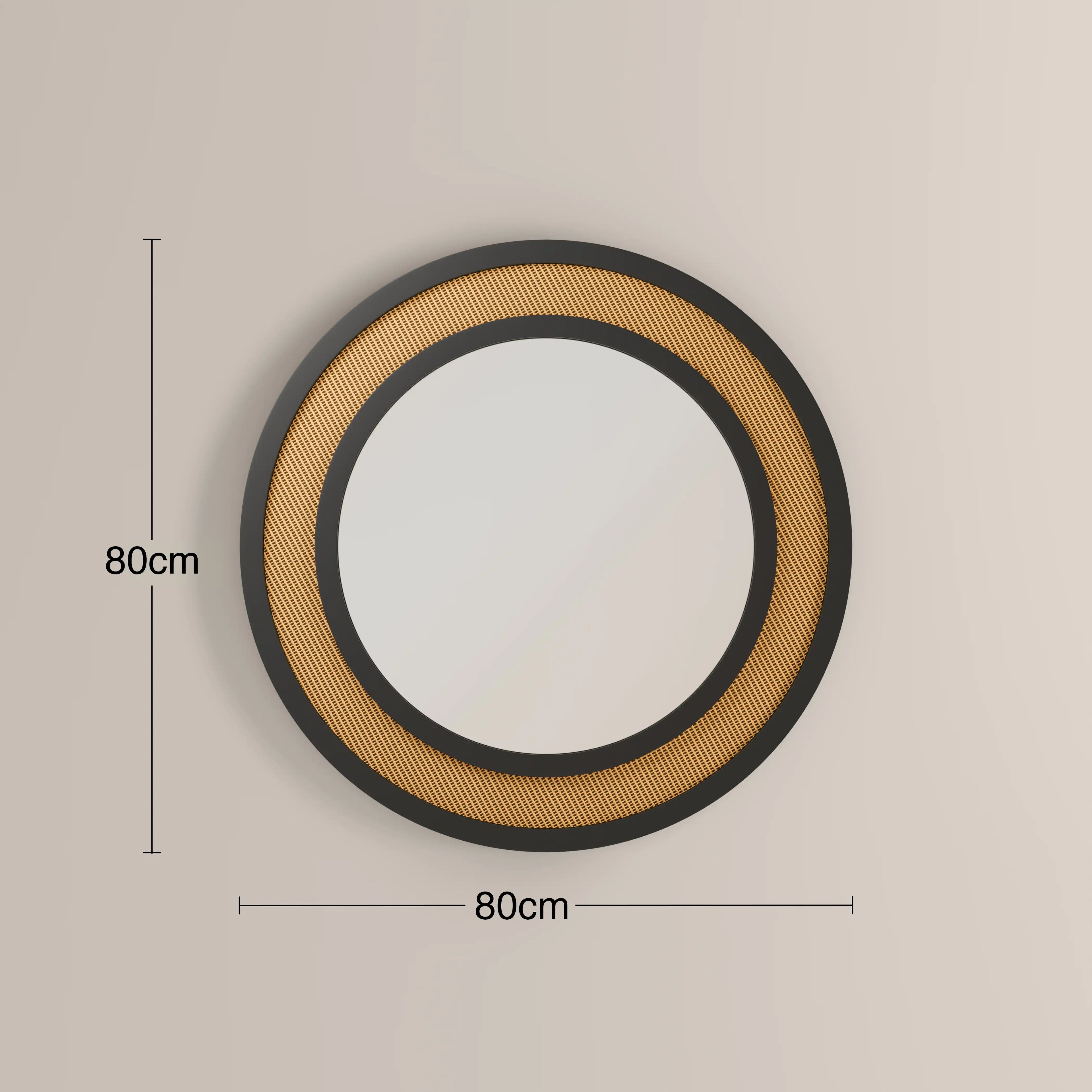 Brook Round Wall Mirror,  80 cm| Rattan