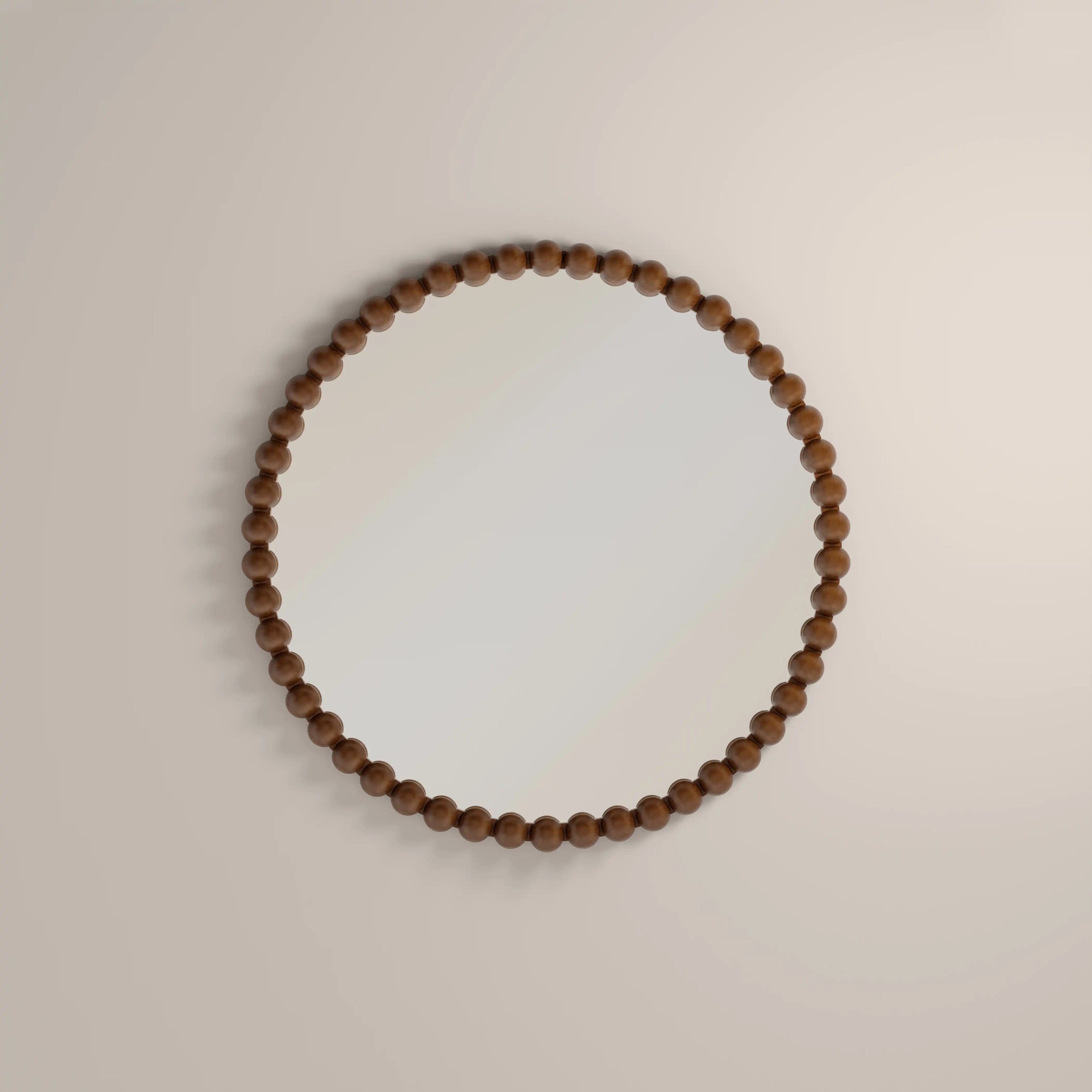 Ashby Round Wall Mirror,  80 cm| Walnut