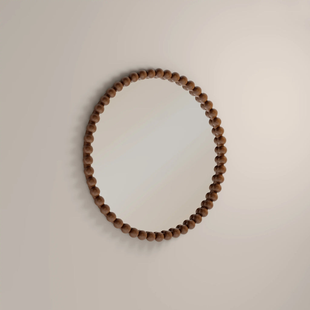 Ashby Round Wall Mirror,  80 cm| Walnut