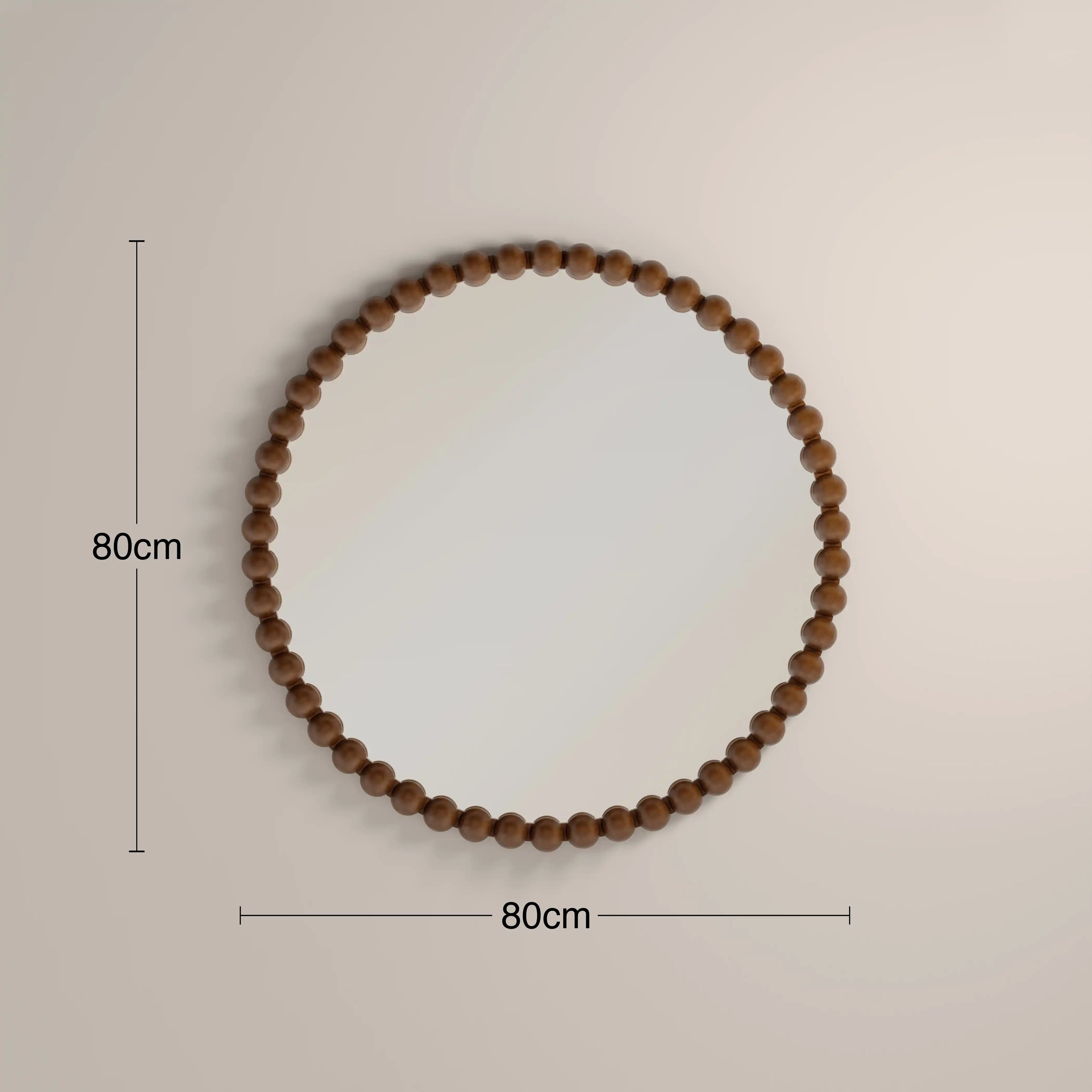 Ashby Round Wall Mirror,  80 cm| Walnut