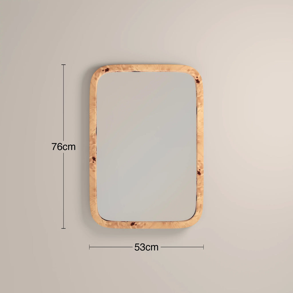 Kolson Rectangle Wall Mirror,  76 x 53 cm| Burl Wood