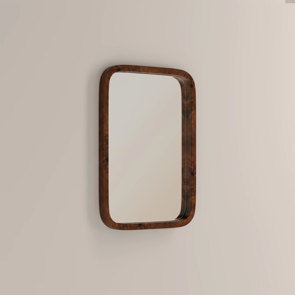 Kolson Rectangle Wall Mirror, 76 x 53 cm | Walnut Burl Wood
