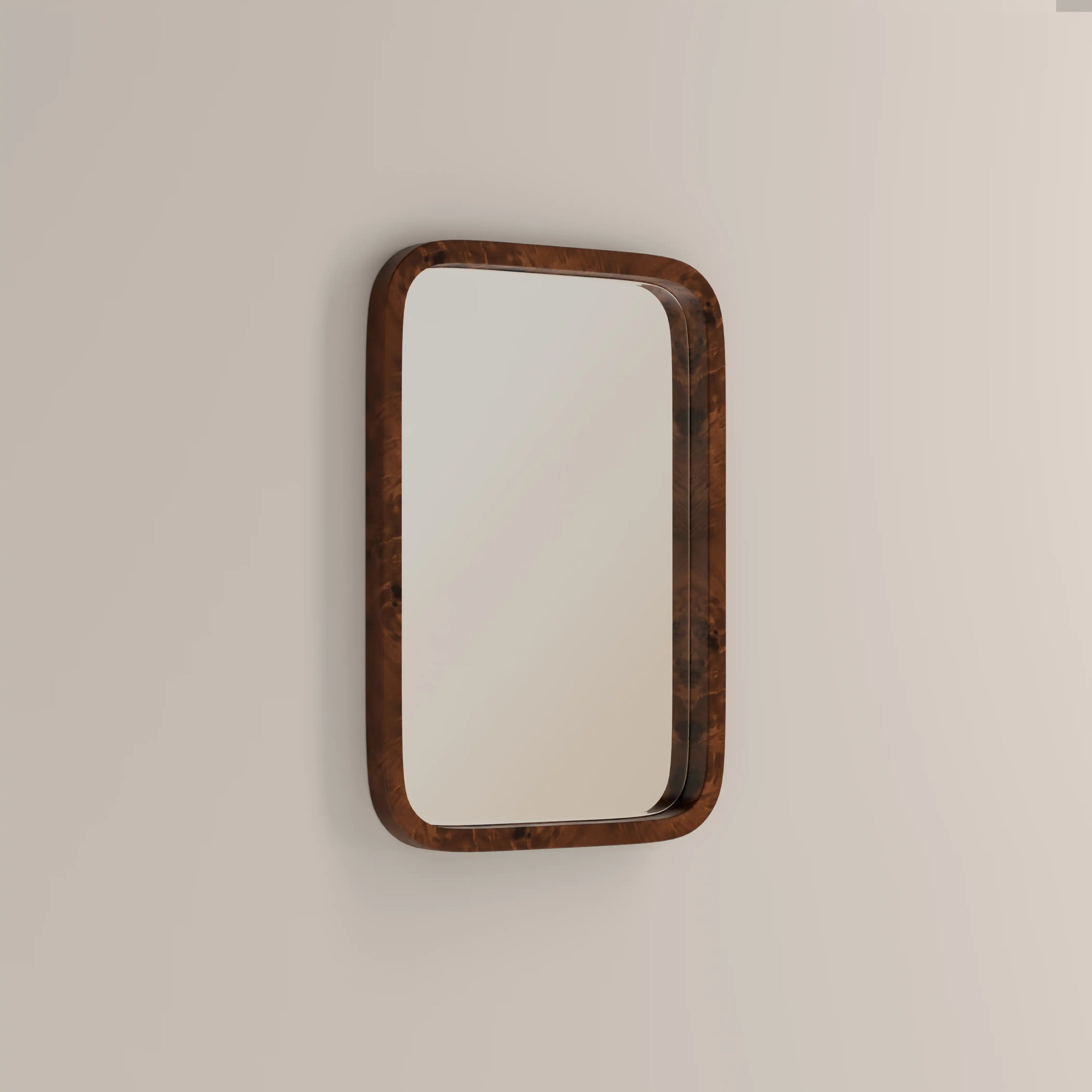Kolson Rectangle Wall Mirror, 76 x 53 cm | Walnut Burl Wood