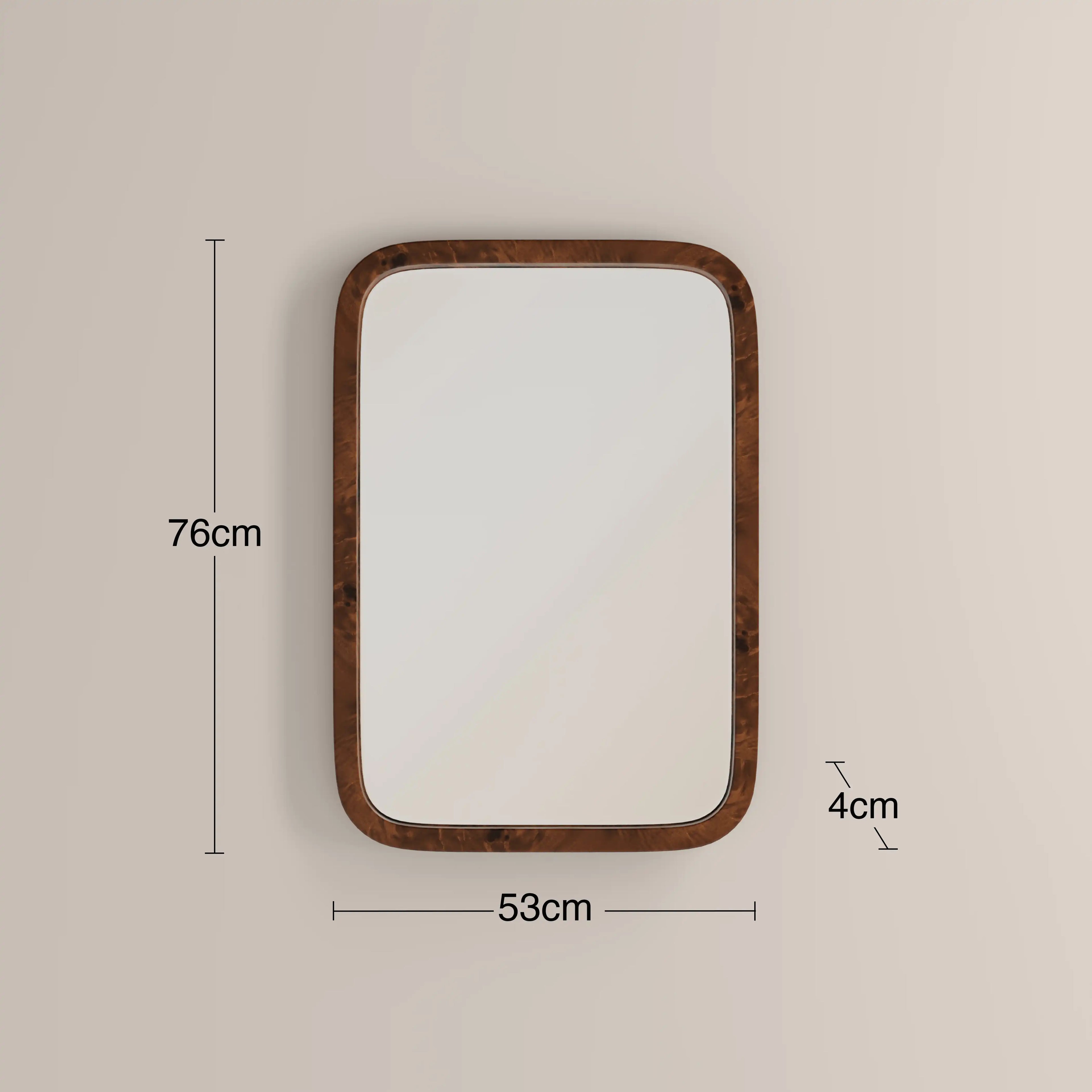 Kolson Rectangle Wall Mirror, 76 x 53 cm | Walnut Burl Wood