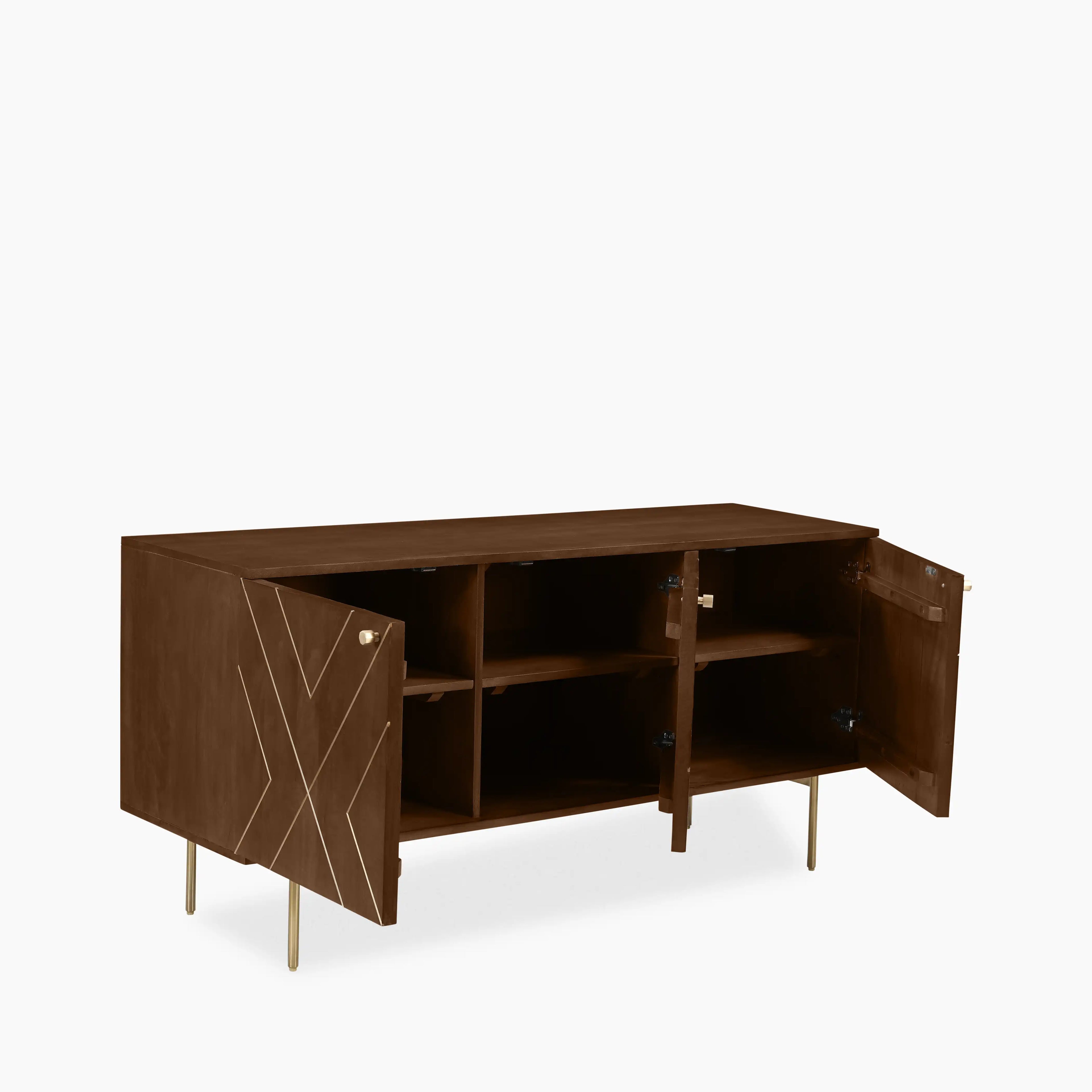 Jude Wooden Sideboard | Dark Mango Wood & Brass