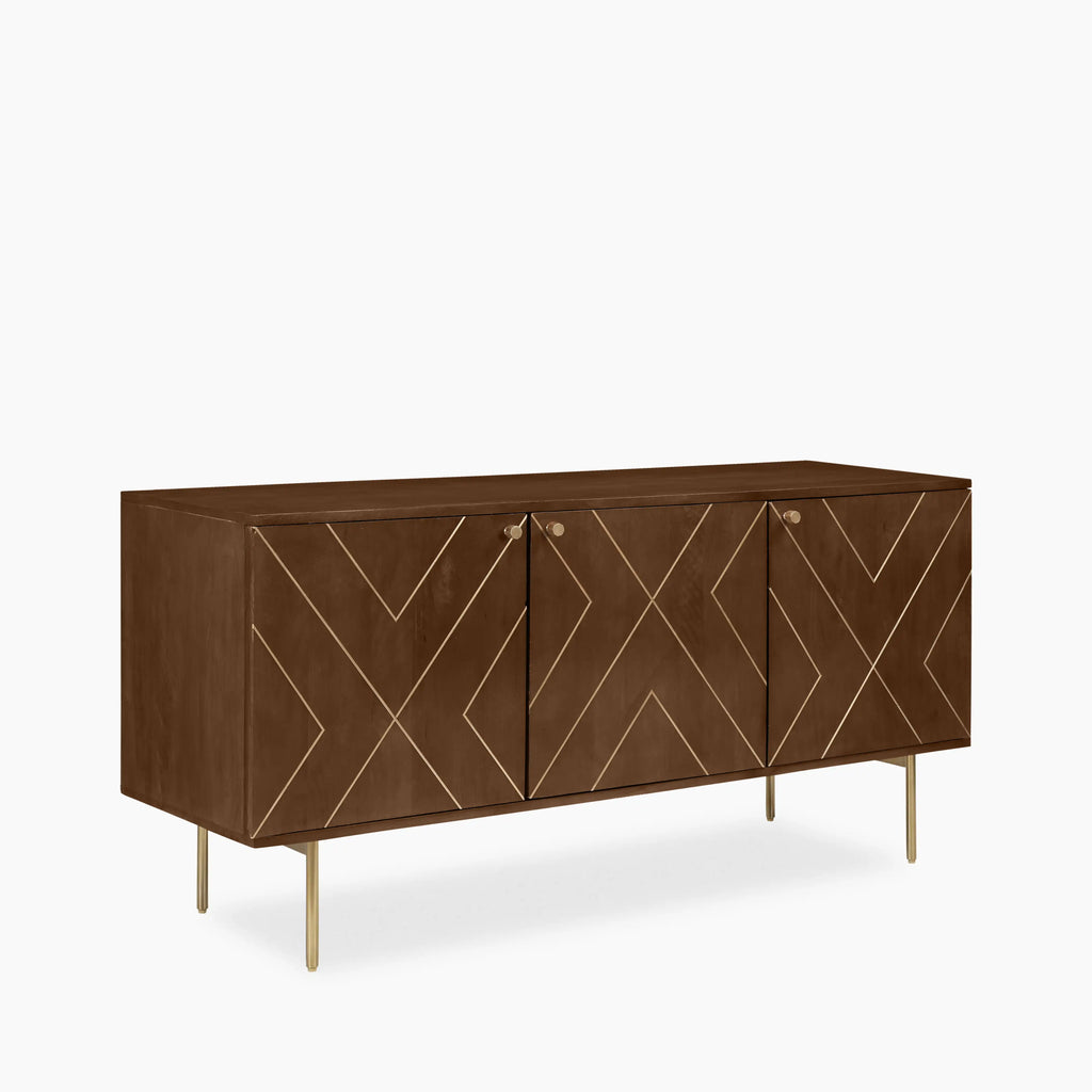 Jude Wooden Sideboard | Dark Mango Wood & Brass