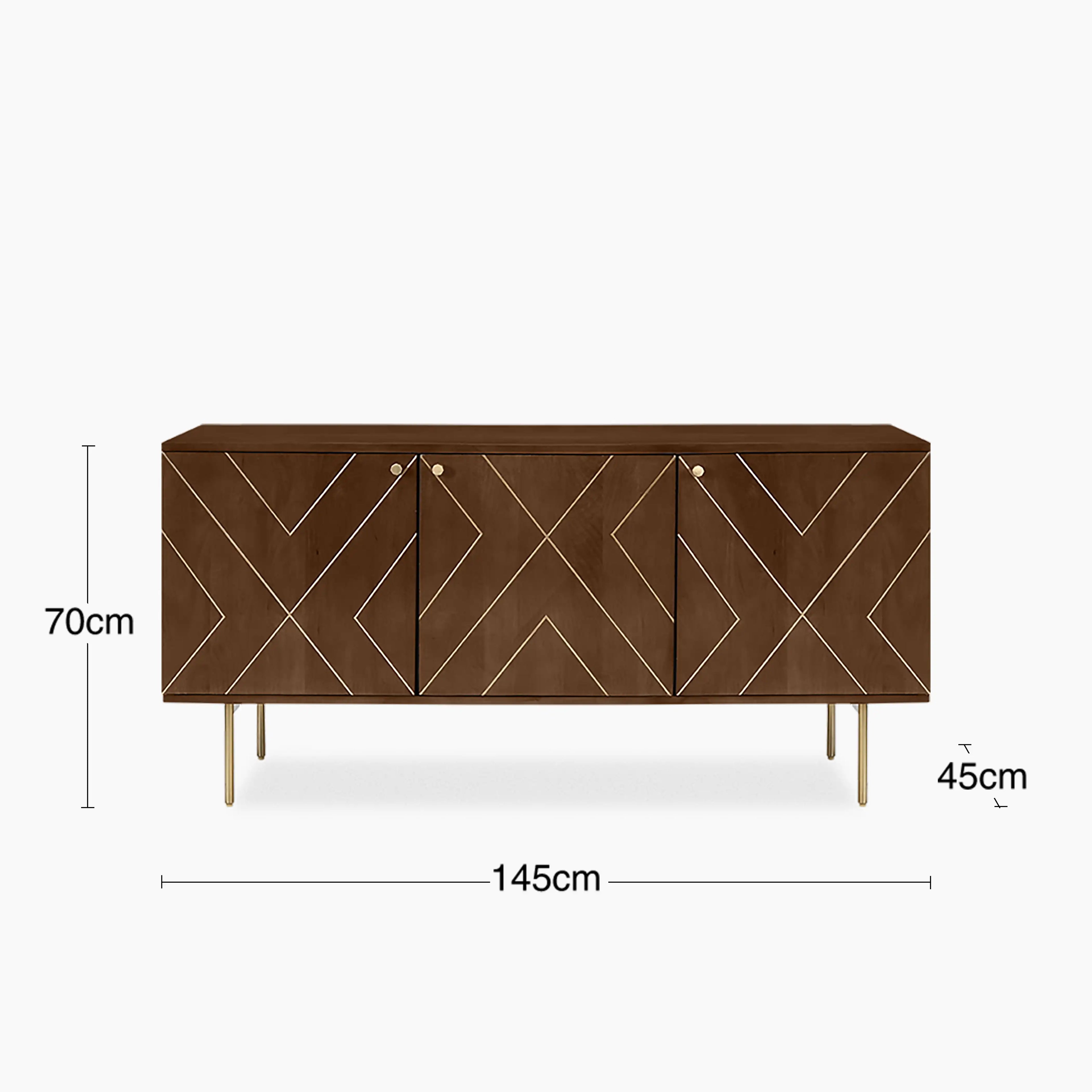 Jude Wooden Sideboard | Dark Mango Wood & Brass