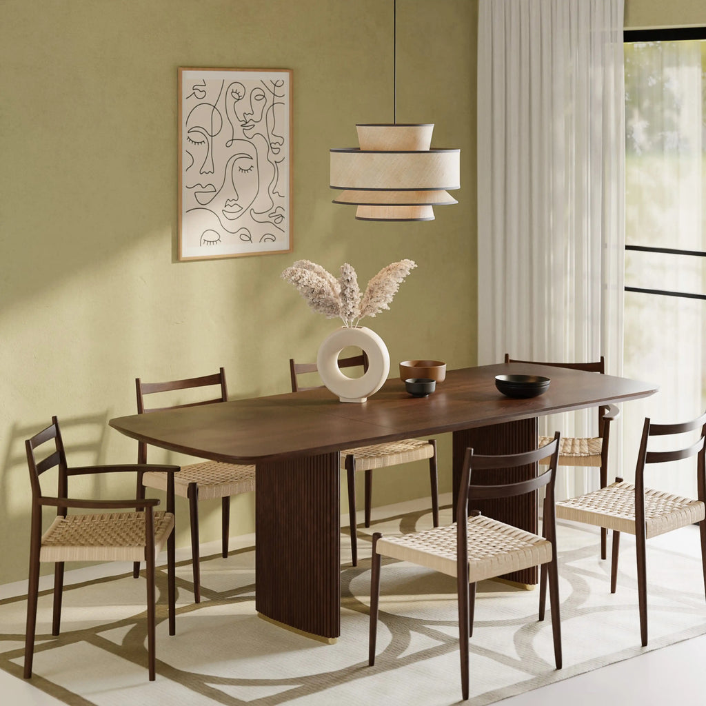 Caleb 6-8 Seat Rectangle Wooden Extendable Dining Table | Walnut