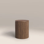 Brey Round Wooden Storage Side Table | Walnut