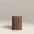 Brey Round Wooden Storage Side Table | Walnut