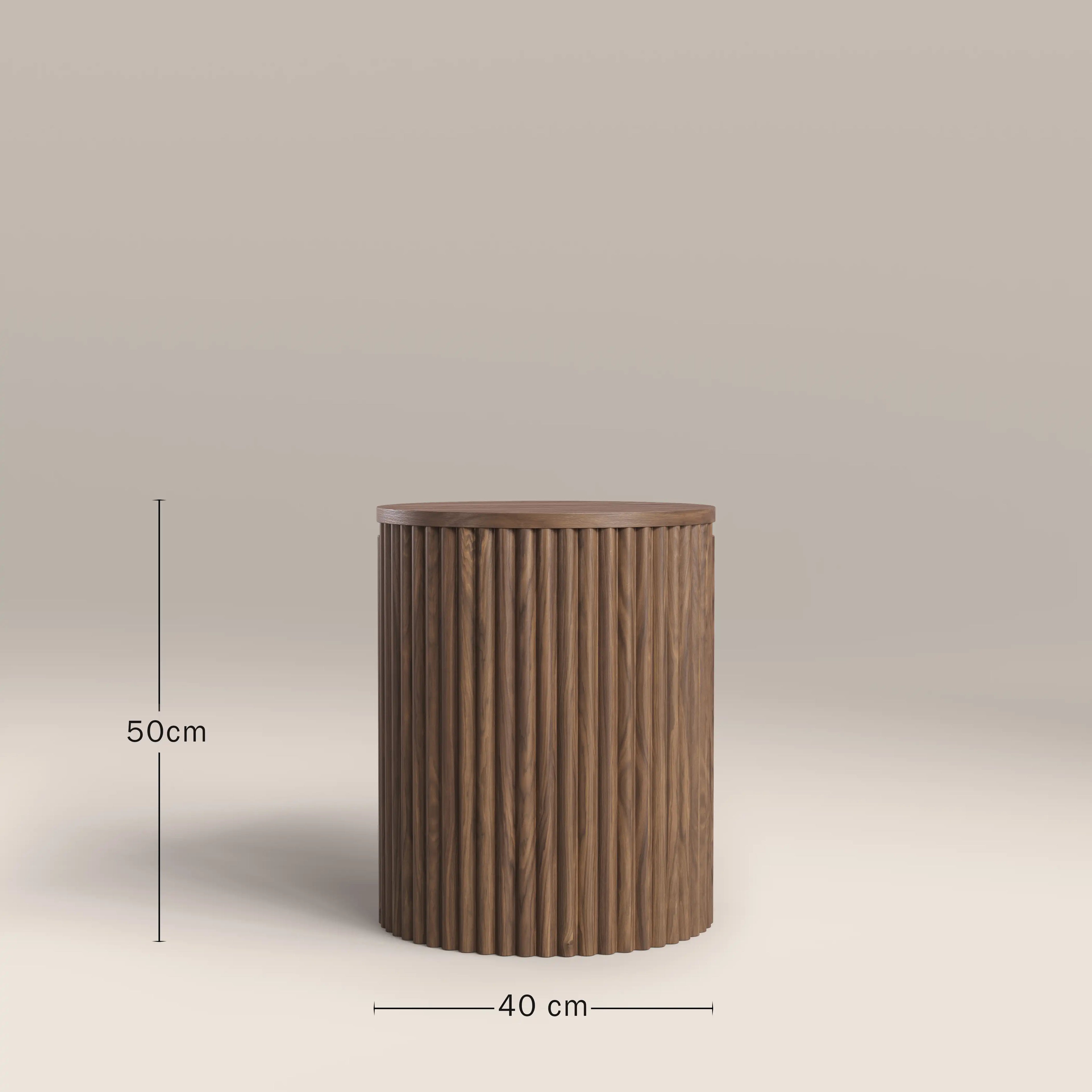 Brey Round Wooden Storage Side Table | Walnut