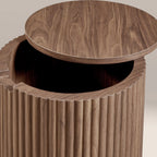 Brey Round Wooden Storage Side Table | Walnut