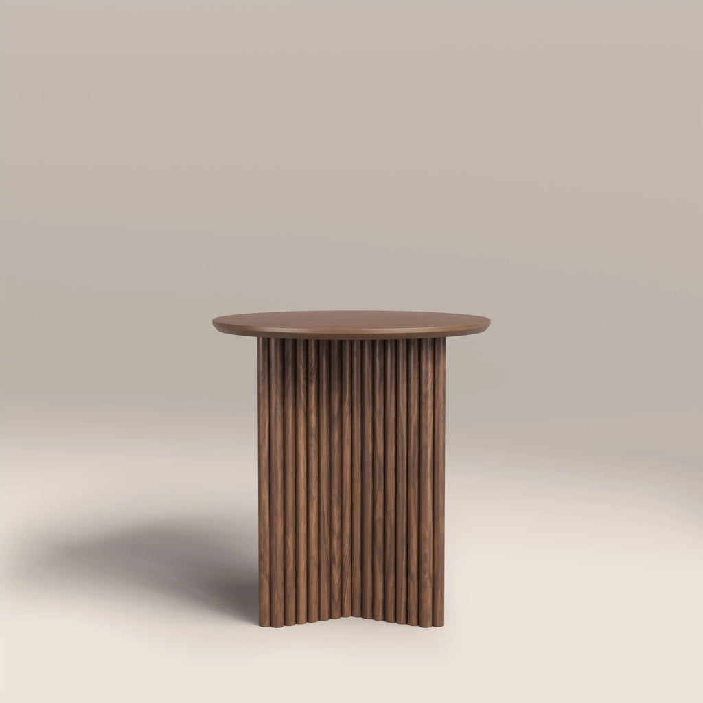 Caleb Round Wooden Side Table | Walnut