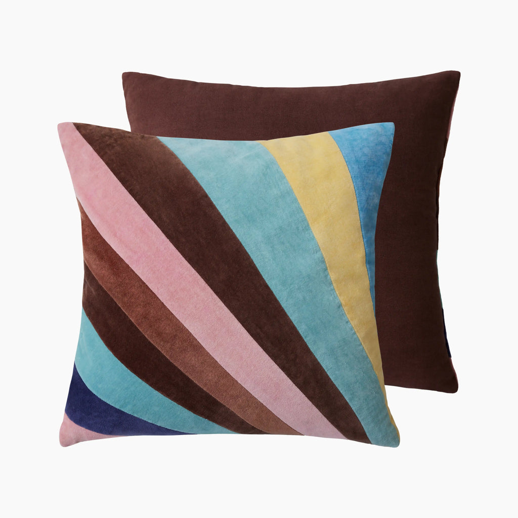 HKliving Striped Square Velvet Cushion | Multicolour
