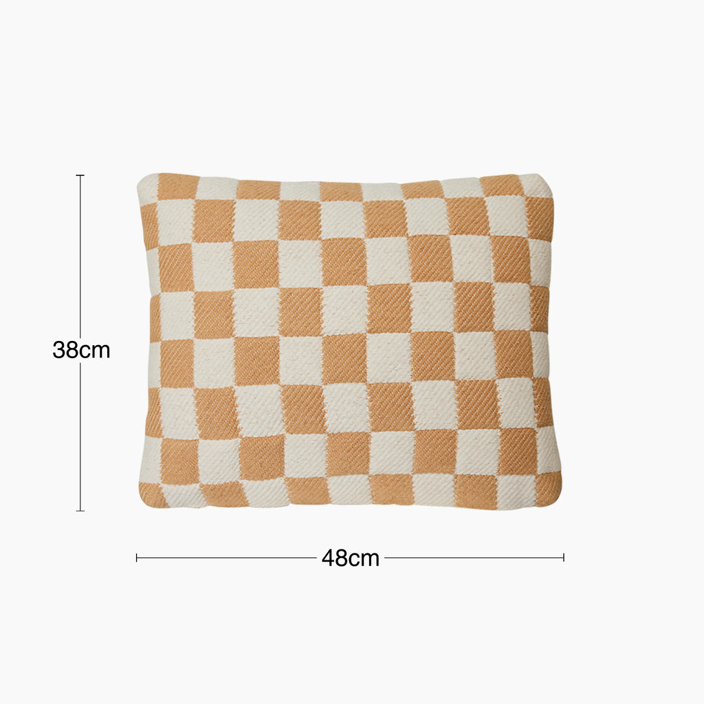HKliving Checkered Rectangle Woven Cushion | Grapefruit