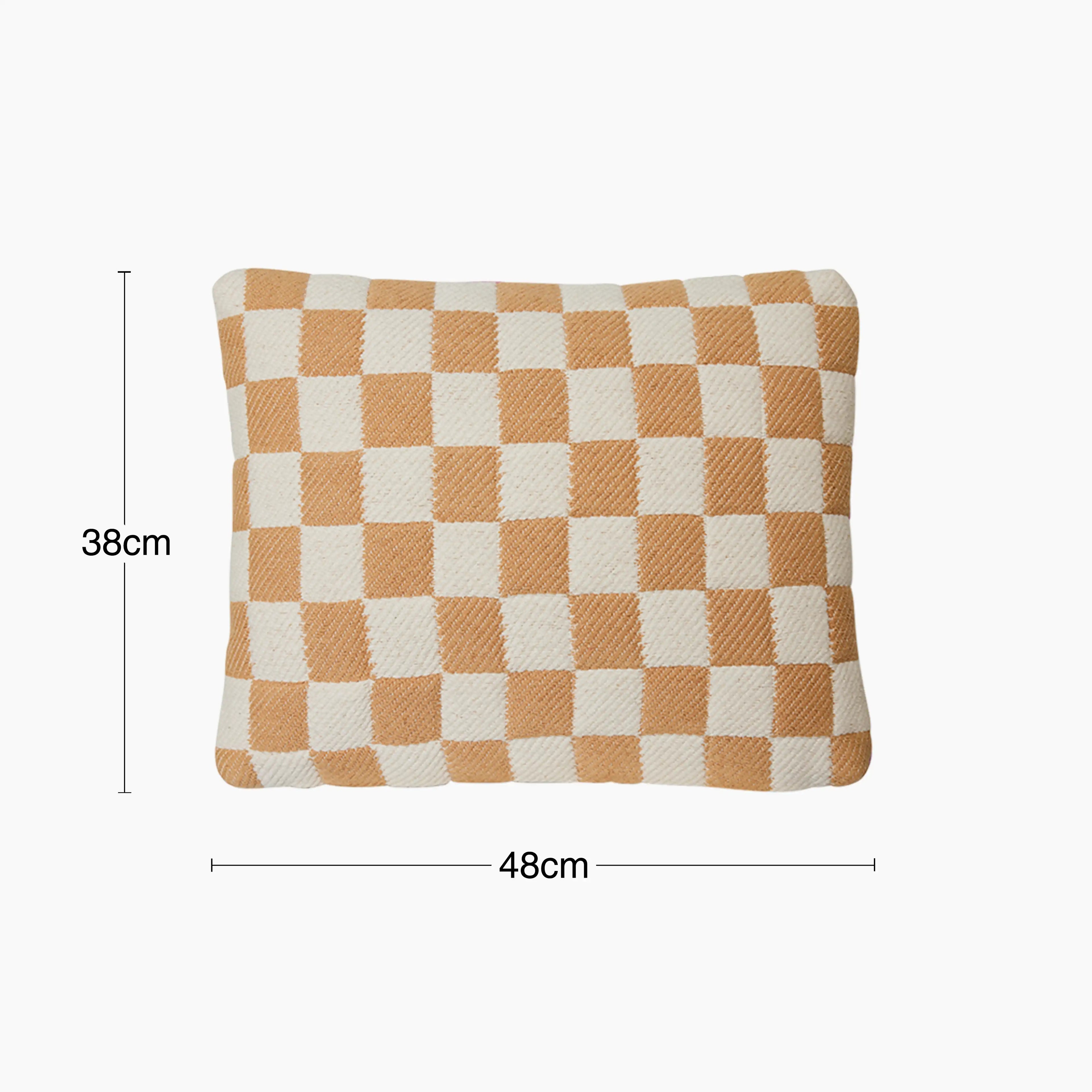 HKliving Checkered Rectangle Woven Cushion | Grapefruit