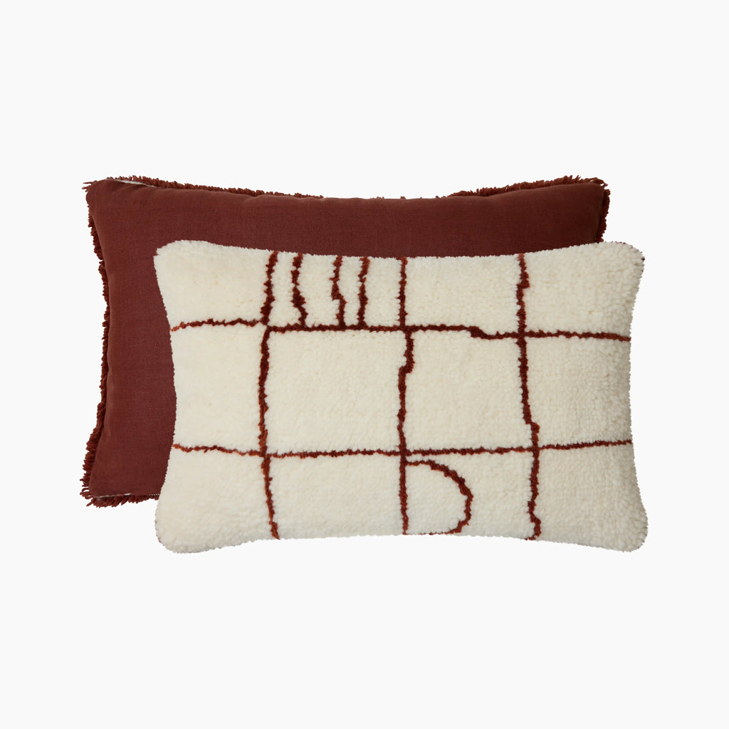 HKliving Rectangle Knitted Wool Cushion | Brown