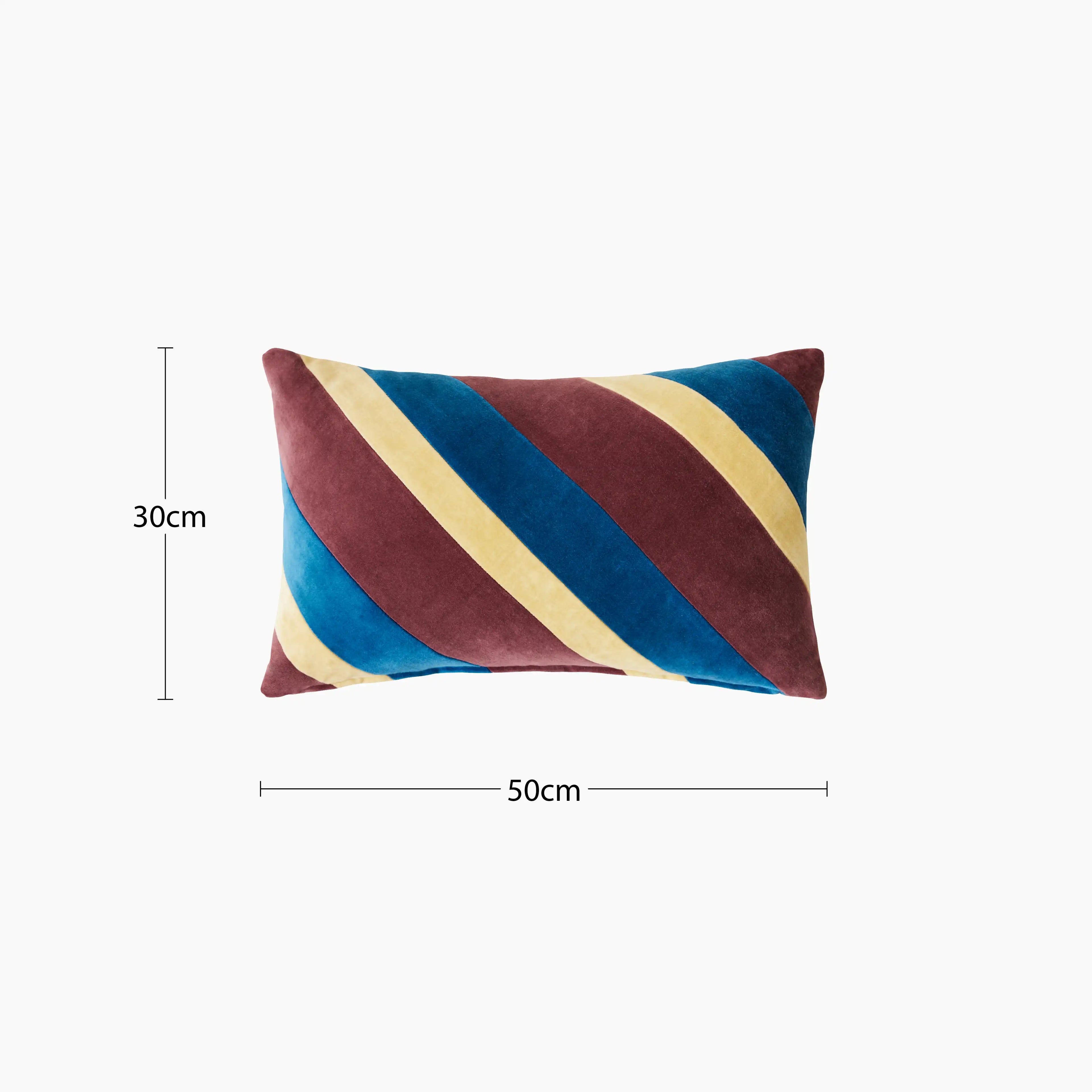 HKliving Striped Rectangle Velvet Cushion | Burgundy