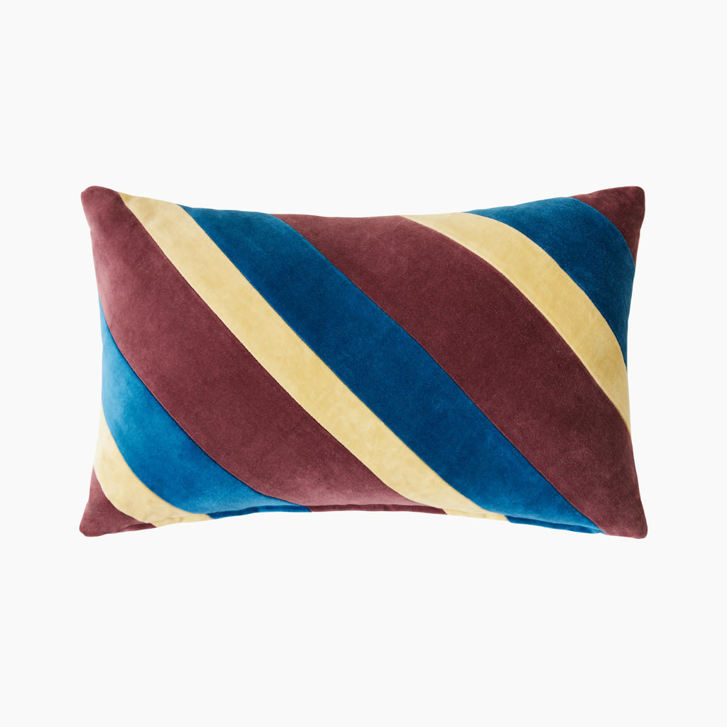 HKliving Striped Rectangle Velvet Cushion | Burgundy