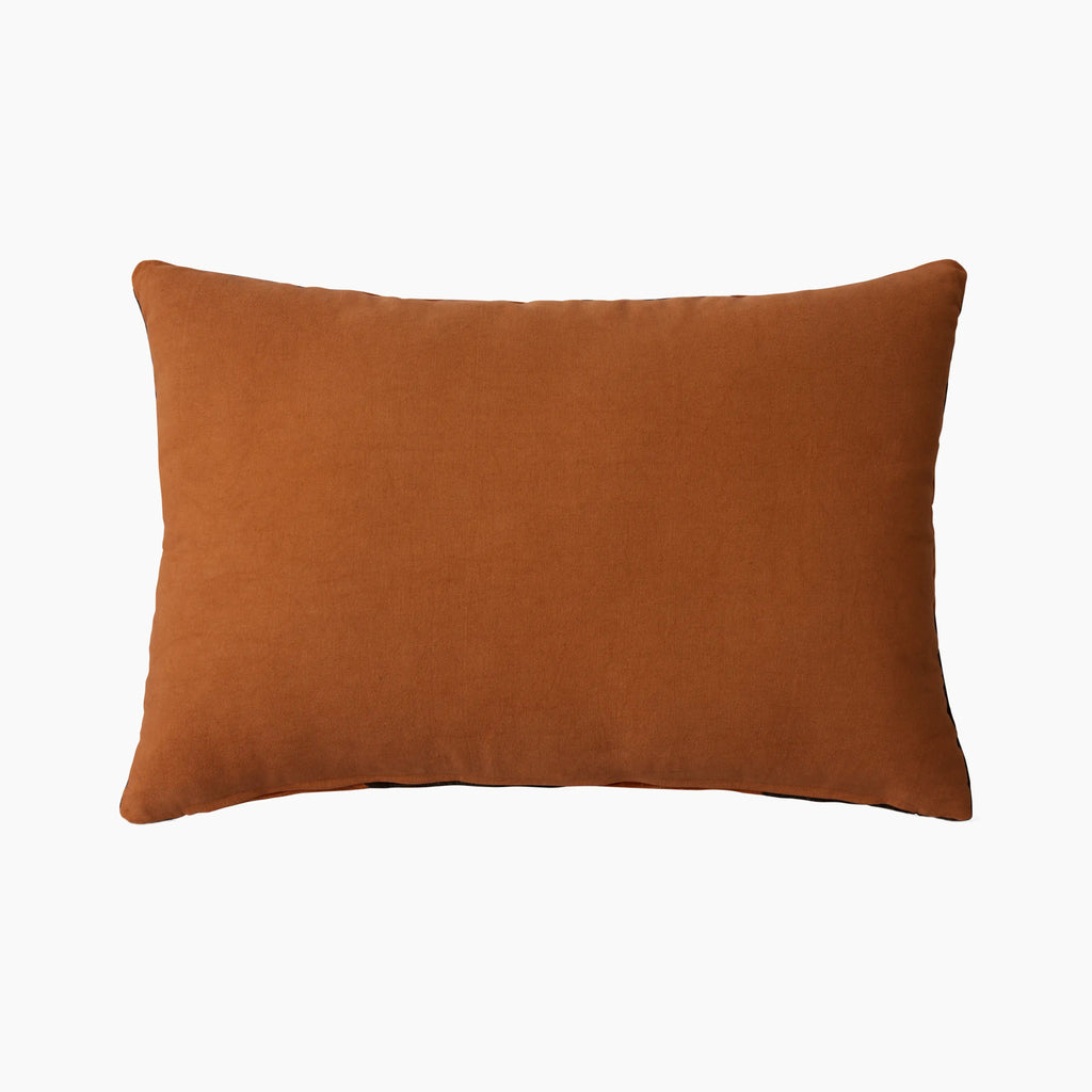 HKliving Striped Rectangle Velvet Cushion | Orange & Brown