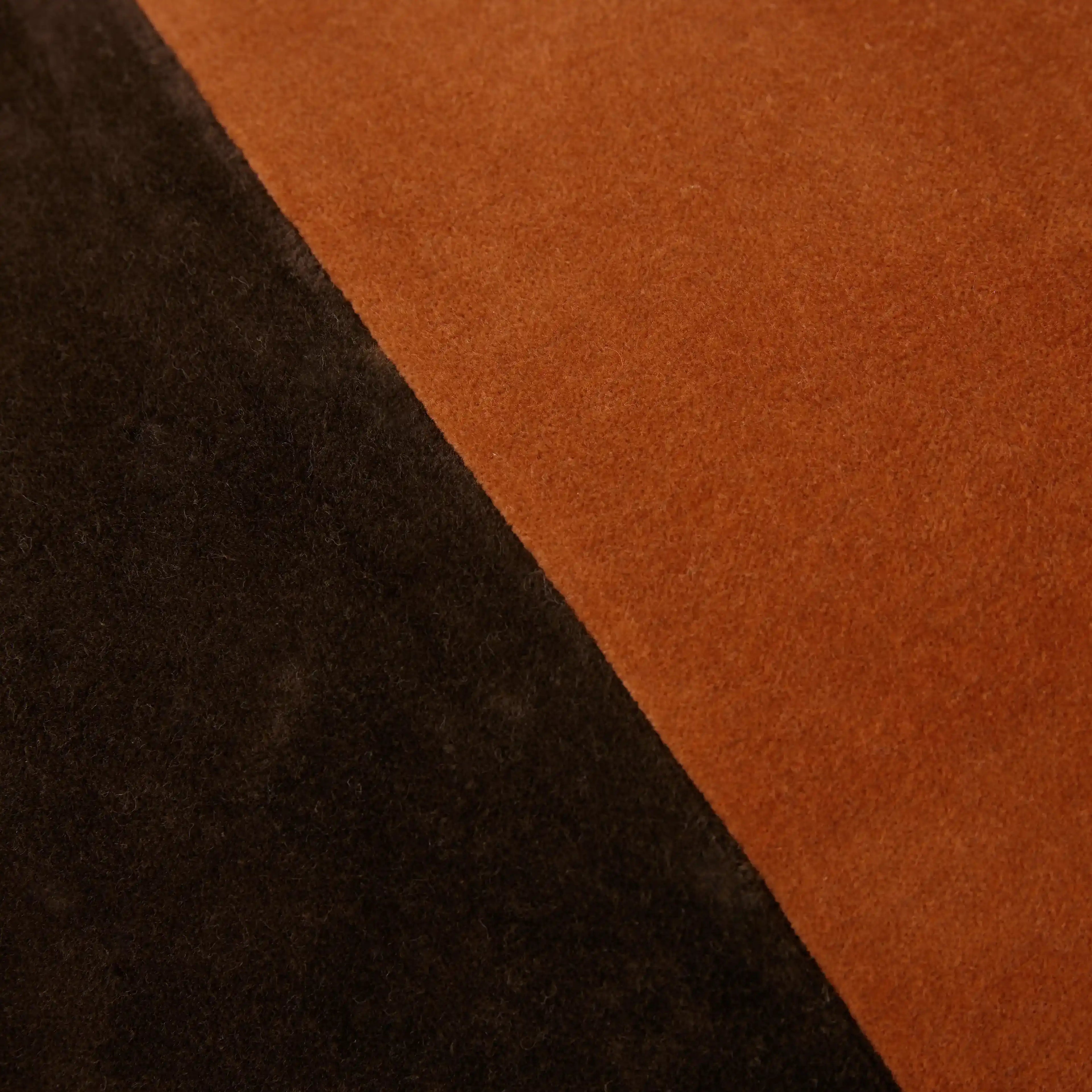 HKliving Striped Rectangle Velvet Cushion | Orange & Brown