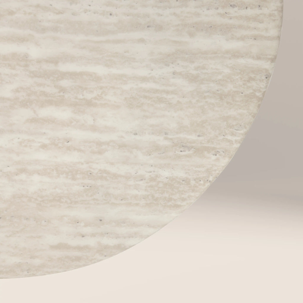 Brynleigh Set of 2 Nesting Round Coffee Tables | Natural Travertine Effect Stone & Walnut