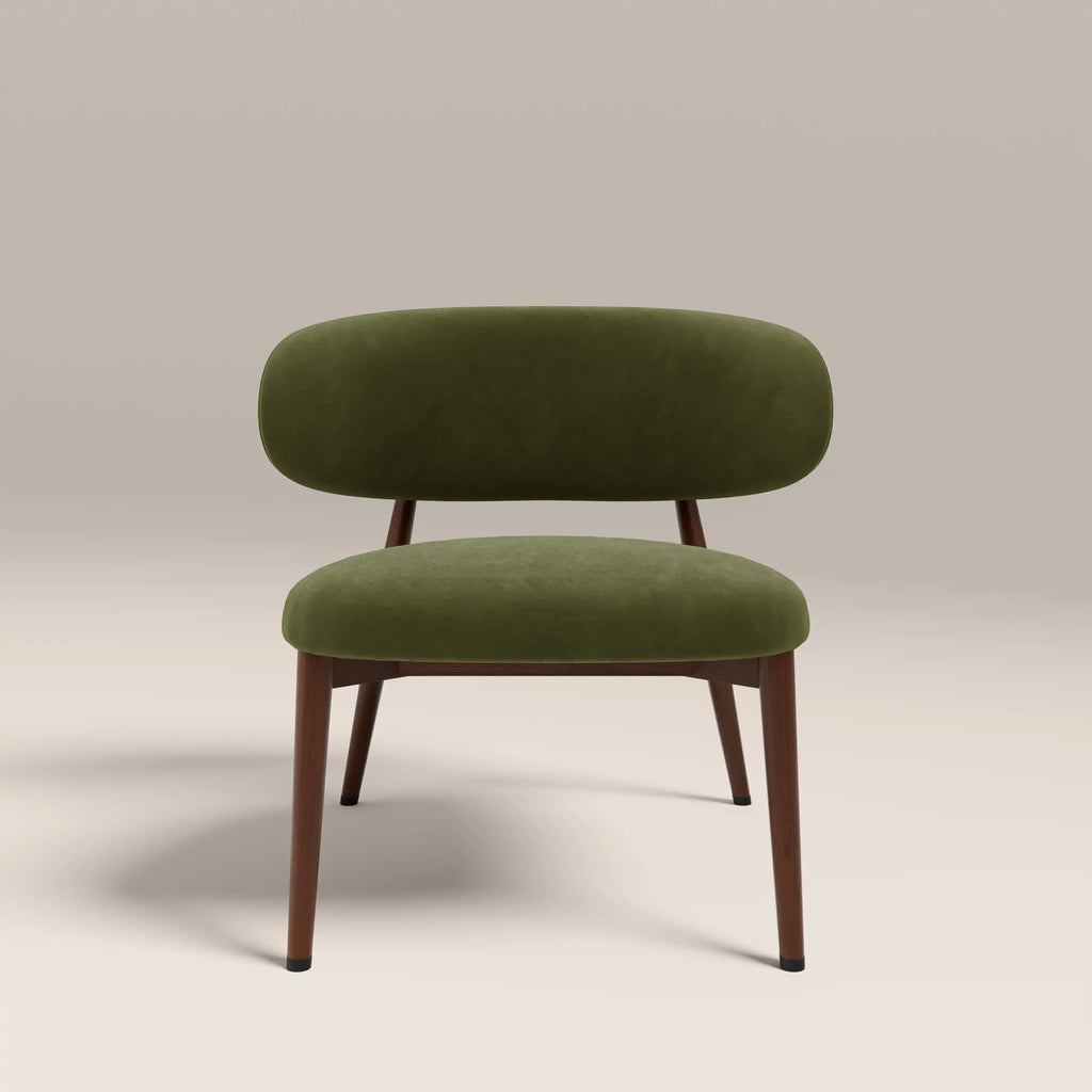 Halston Accent Chair | Olive Green Sustainable Velvet & Walnut