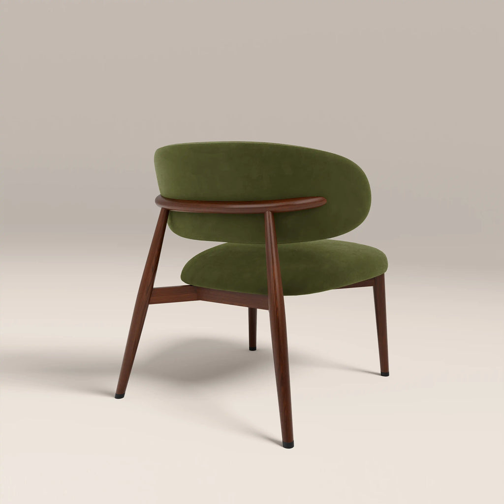 Halston Accent Chair | Olive Green Sustainable Velvet & Walnut
