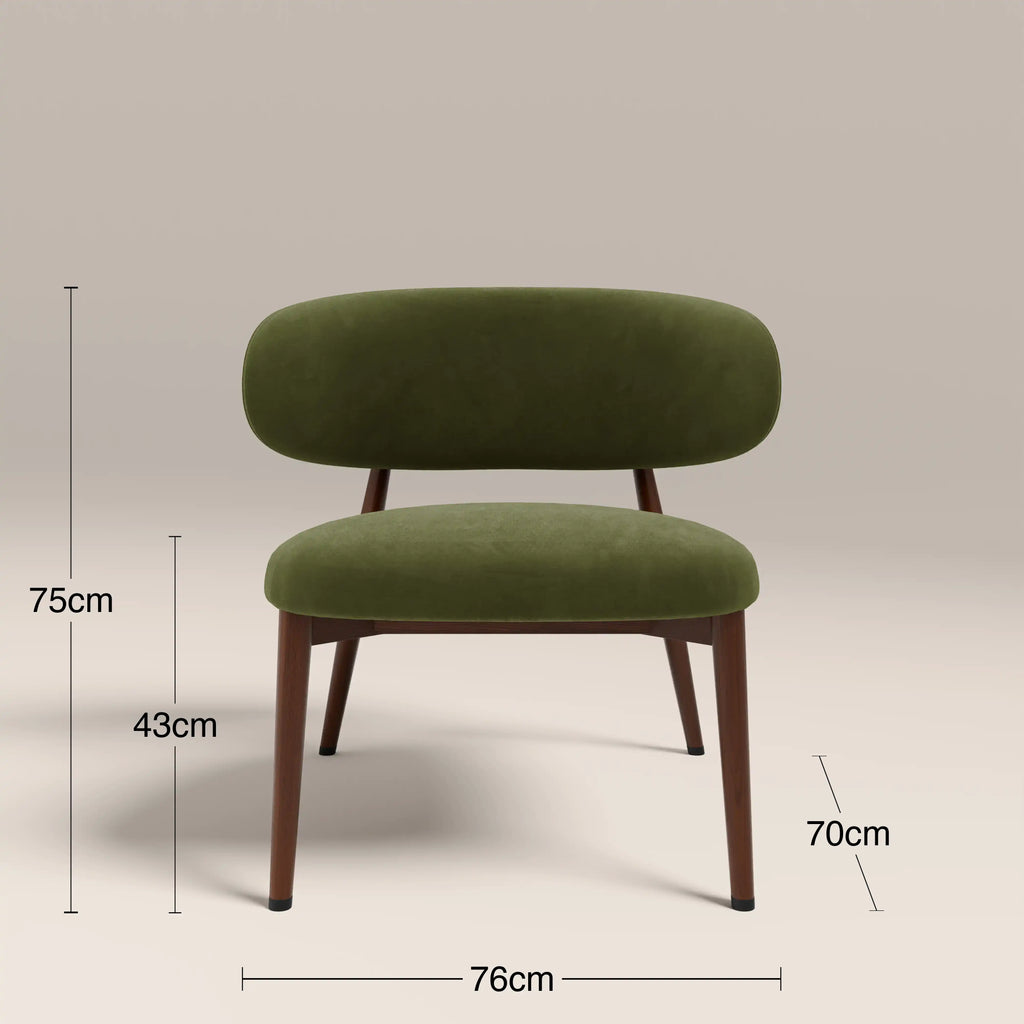 Halston Accent Chair | Olive Green Sustainable Velvet & Walnut