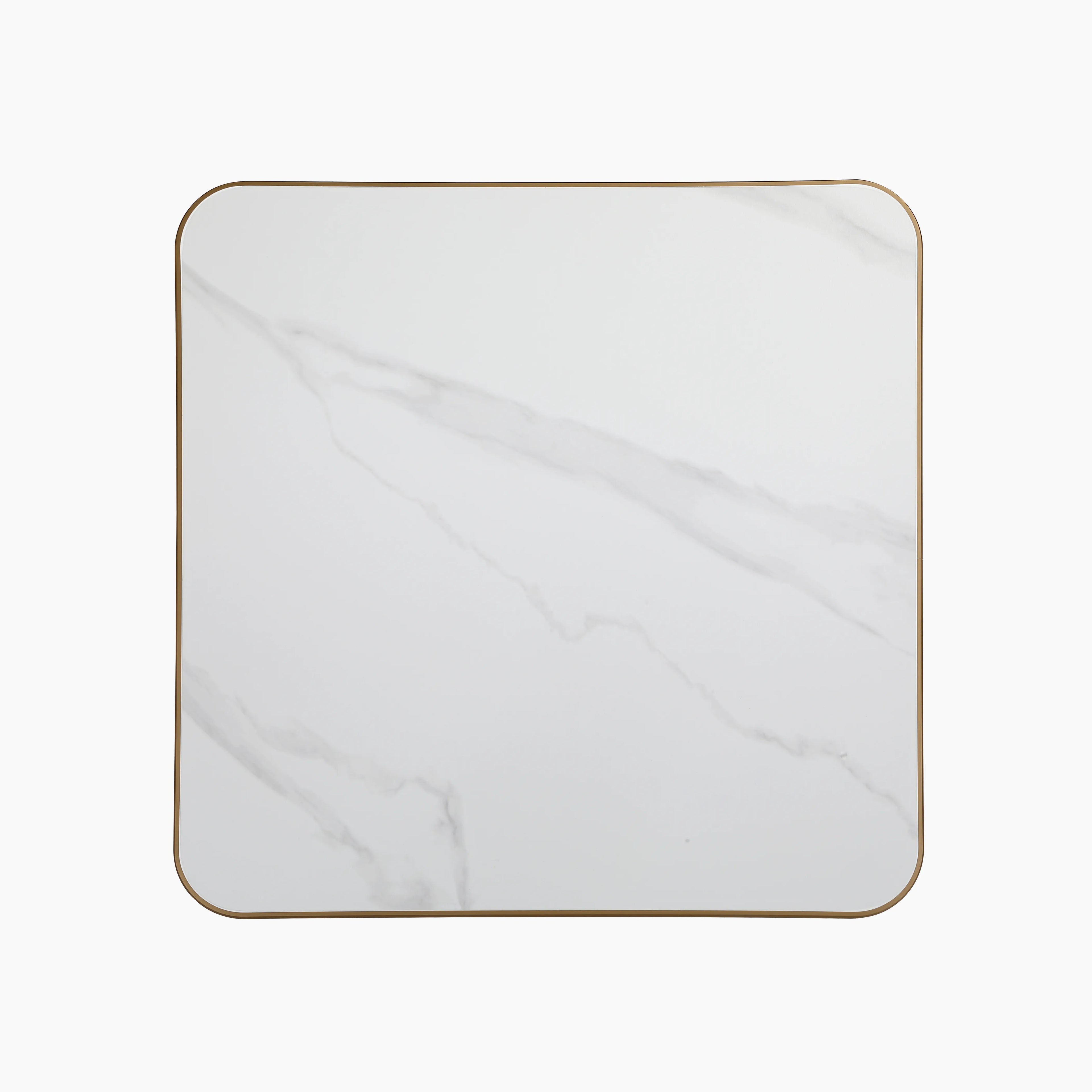 Delina Square Table Top | White Sintered Stone & Brass