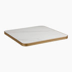 Delina Square Table Top | White Sintered Stone & Brass