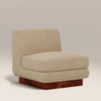 Harrison Accent Chair | Speckled Latte Boucle & Walnut Burl Wood