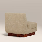Harrison Accent Chair | Speckled Latte Boucle & Walnut Burl Wood