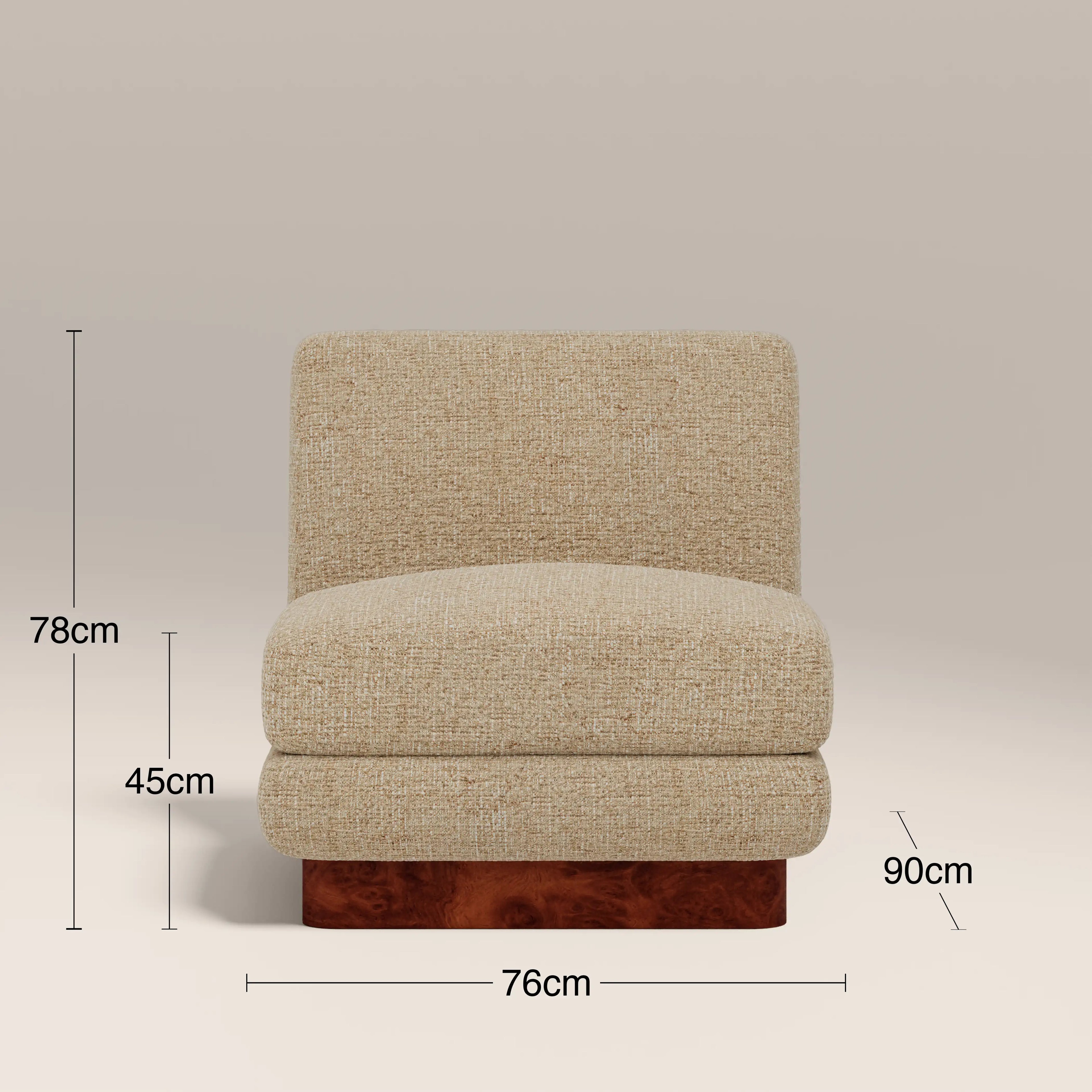 Harrison Accent Chair | Speckled Latte Boucle & Walnut Burl Wood