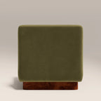 Harrison Accent Chair | Moss Green Sustainable Mohair Velvet & Walnut Burl Wood