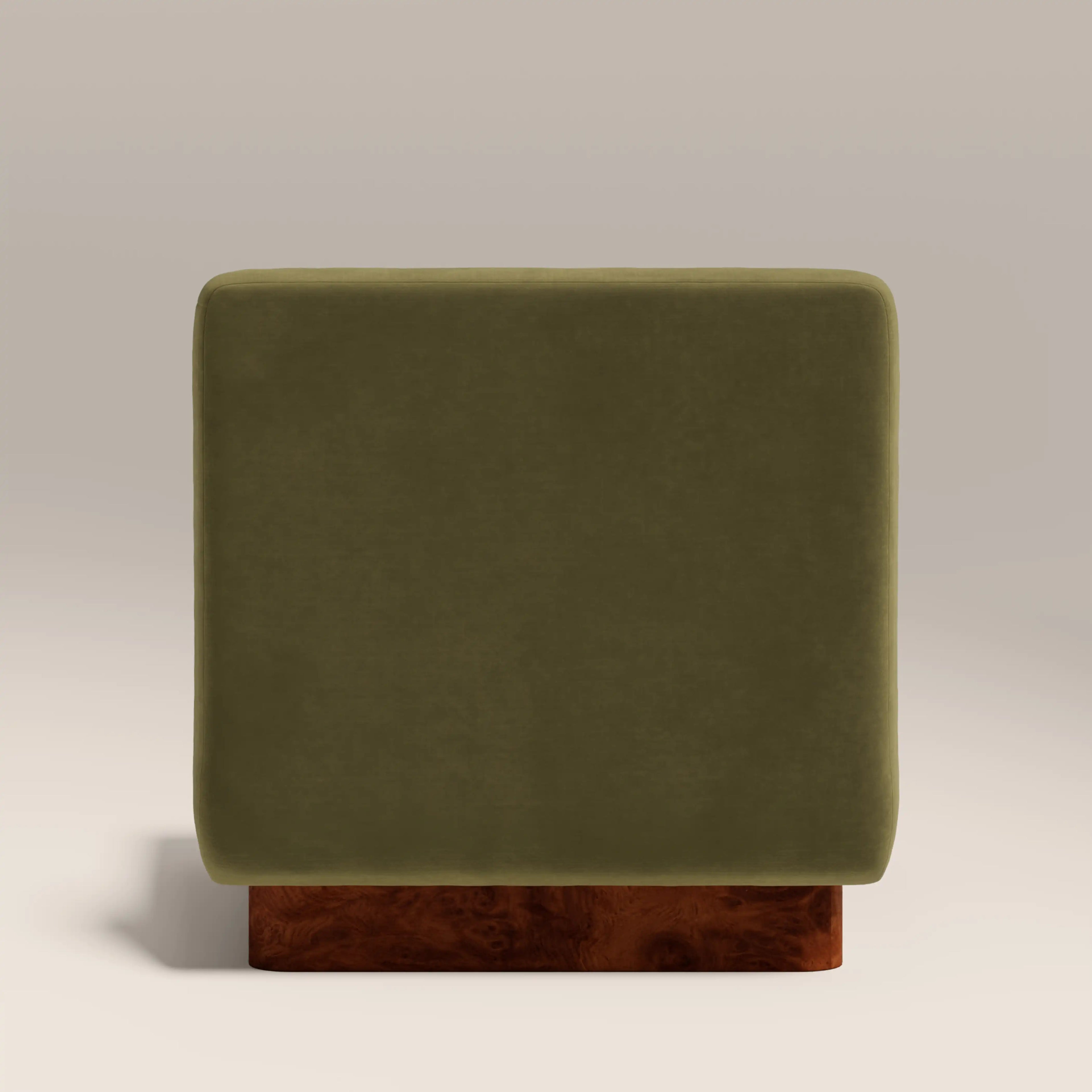 Harrison Accent Chair | Moss Green Sustainable Mohair Velvet & Walnut Burl Wood