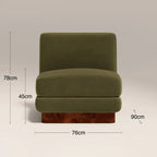Harrison Accent Chair | Moss Green Sustainable Mohair Velvet & Walnut Burl Wood