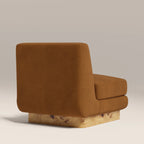 Harrison Accent Chair | Caramel Brown Sustainable Mohair Velvet & Burl Wood