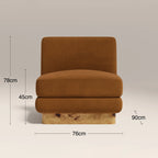 Harrison Accent Chair | Caramel Brown Sustainable Mohair Velvet & Burl Wood