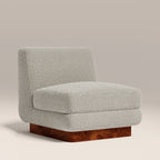 Harrison Accent Chair | Speckled Stone Sustainable Boucle & Walnut Burl Wood