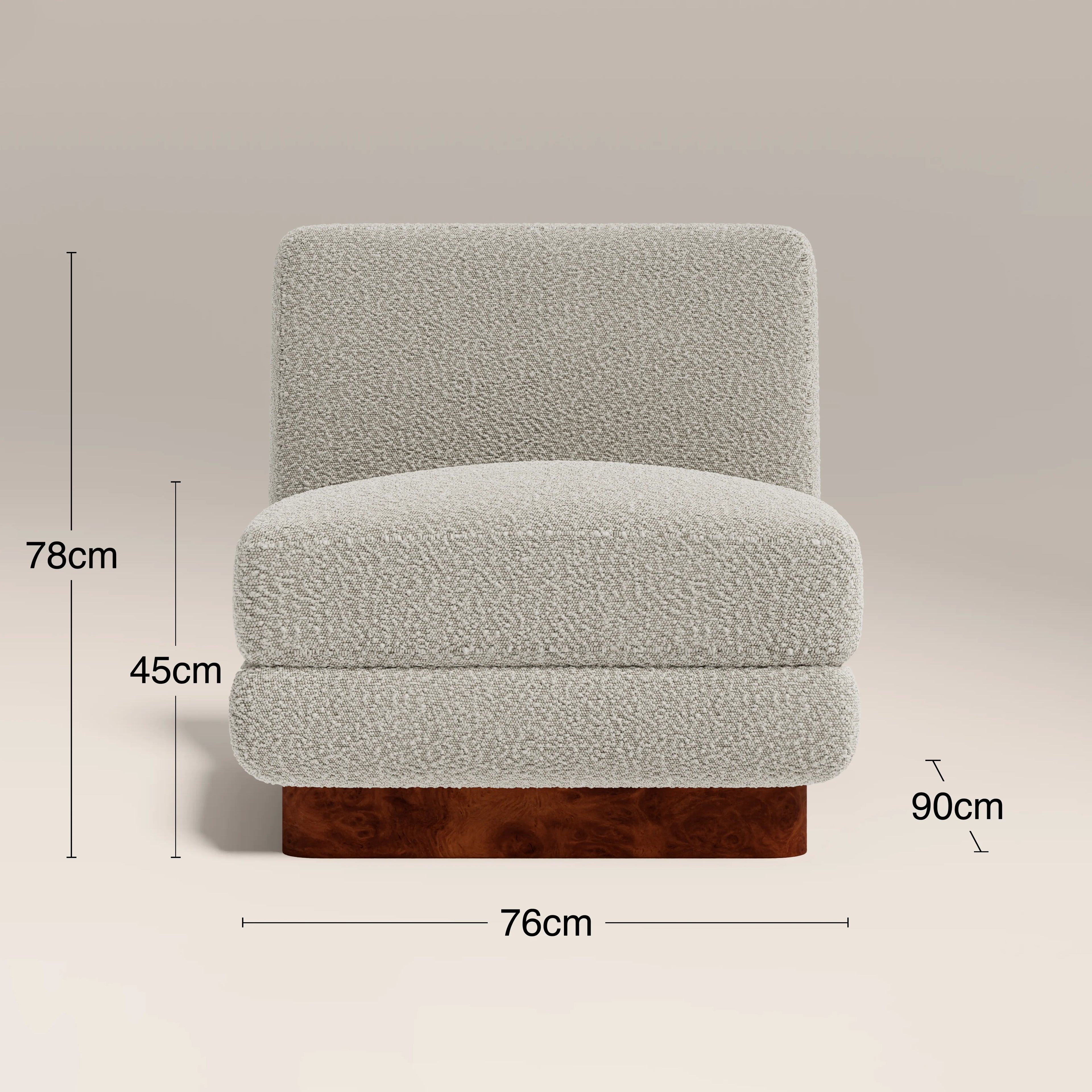 Harrison Accent Chair | Speckled Stone Sustainable Boucle & Walnut Burl Wood