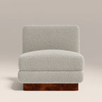 Harrison Accent Chair | Speckled Stone Sustainable Boucle & Walnut Burl Wood