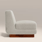 Harrison Accent Chair | Speckled Stone Sustainable Boucle & Walnut Burl Wood