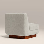 Harrison Accent Chair | Speckled Stone Sustainable Boucle & Walnut Burl Wood