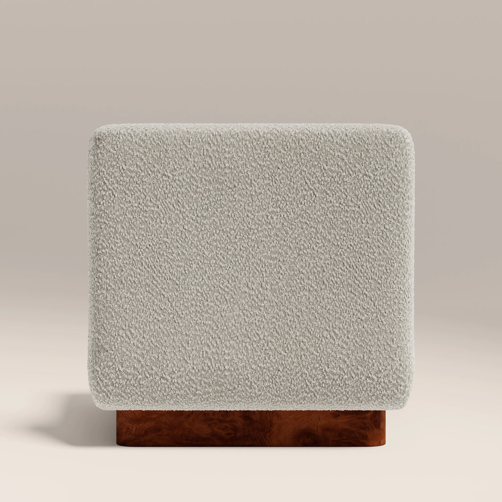 Harrison Accent Chair | Speckled Stone Sustainable Boucle & Walnut Burl Wood