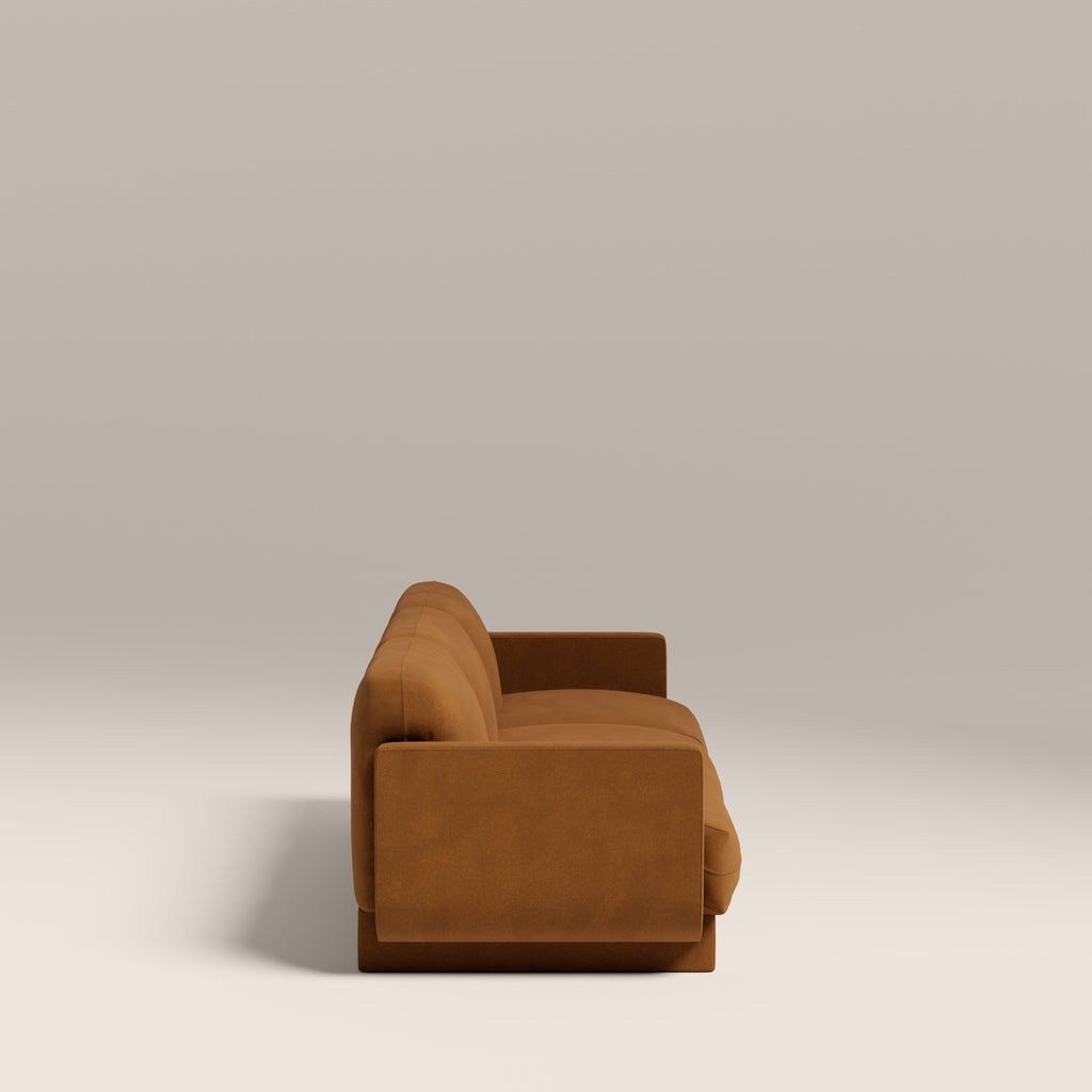Connick 3 Seater Sofa | Caramel Brown Sustainable Mohair Velvet