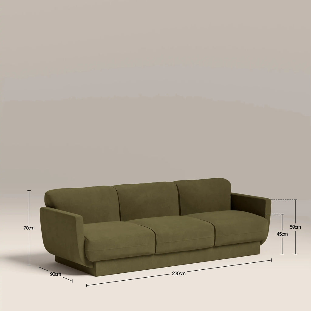 Connick 3 Seater Sofa | Moss Green Sustainable Mohair Velvet